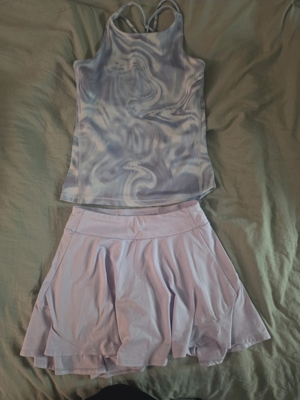 all in motion Lavender Swirl Tank & Skater Skirt Set - Girls